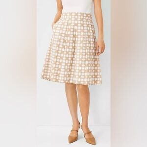 Ann Taylor Rattan Print Pleated Full Skirt